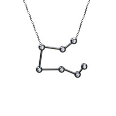 Pegasus Kolye - Beyaz zirkon 925 ayar siyah rodyum kaplama gümüş kolye (40 cm gümüş rolo zincir) #6j90bk