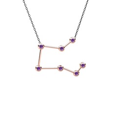 Pegasus Kolye - Ametist 18 ayar rose altın kolye (40 cm gümüş rolo zincir) #869lvb