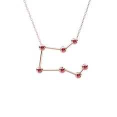 Rodolit garnet 18 ayar rose altın kolye (40 cm rose altın rolo zincir)