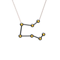 Pegasus Kolye - Sitrin 925 ayar siyah rodyum kaplama gümüş kolye (40 cm rose altın rolo zincir) #a85dxl