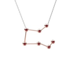 Kök yakut 925 ayar rose altın kaplama gümüş kolye (40 cm beyaz altın rolo zincir)