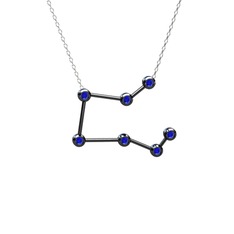 Lab safir 925 ayar siyah rodyum kaplama gümüş kolye (40 cm gümüş rolo zincir)