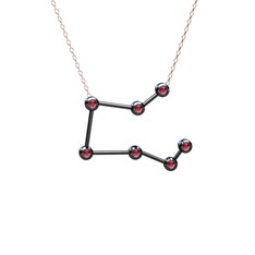 Pegasus Kolye - Rodolit garnet 925 ayar siyah rodyum kaplama gümüş kolye (40 cm gümüş rolo zincir) #d1ya4