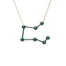 Pegasus Kolye - Kök zümrüt 925 ayar siyah rodyum kaplama gümüş kolye (40 cm altın rolo zincir) #d7fmmz