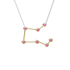 Pegasus Kolye - Pembe kuvars 8 ayar altın kolye (40 cm beyaz altın rolo zincir) #drg4ma