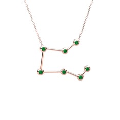 Kök zümrüt 8 ayar rose altın kolye (40 cm rose altın rolo zincir)