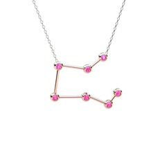 Pegasus Kolye - Pembe kuvars 14 ayar rose altın kolye (40 cm beyaz altın rolo zincir) #h20d2s