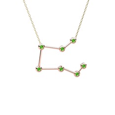 Peridot 8 ayar rose altın kolye (40 cm altın rolo zincir)