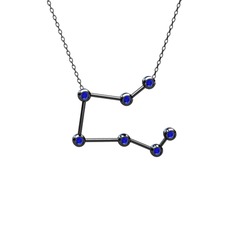 Pegasus Kolye - Lab safir 925 ayar siyah rodyum kaplama gümüş kolye (40 cm gümüş rolo zincir) #hh06xl