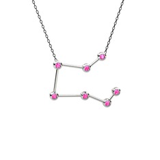 Pegasus Kolye - Pembe kuvars 14 ayar beyaz altın kolye (40 cm gümüş rolo zincir) #hpkush