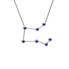 Pegasus Kolye - Lab safir 925 ayar gümüş kolye (40 cm gümüş rolo zincir) #kd67zd
