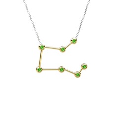 Peridot 18 ayar altın kolye (40 cm beyaz altın rolo zincir)