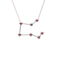 Rodolit garnet 18 ayar beyaz altın kolye (40 cm rose altın rolo zincir)