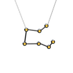 Pegasus Kolye - Sitrin 925 ayar siyah rodyum kaplama gümüş kolye (40 cm beyaz altın rolo zincir) #p34nzo