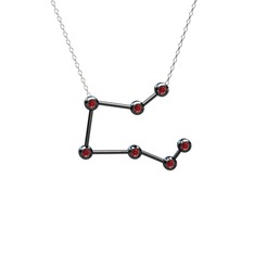 Pegasus Kolye - Garnet 925 ayar siyah rodyum kaplama gümüş kolye (40 cm beyaz altın rolo zincir) #p3rfms