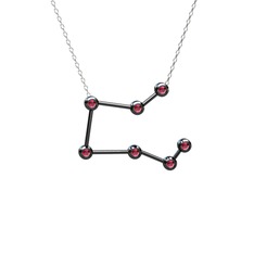 Pegasus Kolye - Rodolit garnet 925 ayar siyah rodyum kaplama gümüş kolye (40 cm gümüş rolo zincir) #r296w9