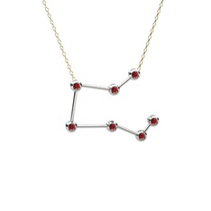 Pegasus Kolye - Garnet 18 ayar beyaz altın kolye (40 cm altın rolo zincir) #rql398