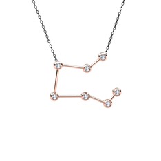 Beyaz zirkon 14 ayar rose altın kolye (40 cm gümüş rolo zincir)
