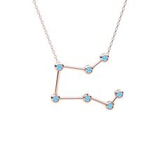 Akuamarin 925 ayar rose altın kaplama gümüş kolye (40 cm rose altın rolo zincir)
