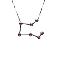 Rodolit garnet 925 ayar siyah rodyum kaplama gümüş kolye (40 cm gümüş rolo zincir)