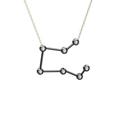 Beyaz zirkon 925 ayar siyah rodyum kaplama gümüş kolye (40 cm gümüş rolo zincir)