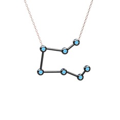 Pegasus Kolye - Akuamarin 925 ayar siyah rodyum kaplama gümüş kolye (40 cm gümüş rolo zincir) #zj2qve