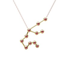 Aquarius Kolye - Rodolit garnet 18 ayar altın kolye (40 cm rose altın rolo zincir) #10n90p2