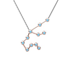 Aquarius Kolye - Akuamarin 14 ayar rose altın kolye (40 cm gümüş rolo zincir) #12raxa