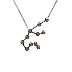 Aquarius Kolye - Dumanlı kuvars 925 ayar siyah rodyum kaplama gümüş kolye (40 cm gümüş rolo zincir) #153ks4a