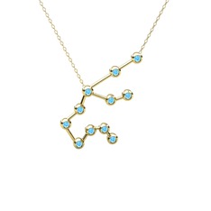 Aquarius Kolye - Akuamarin 925 ayar altın kaplama gümüş kolye (40 cm altın rolo zincir) #18mu6th