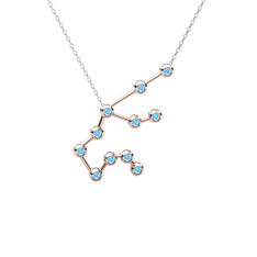 Aquarius Kolye - Akuamarin 925 ayar rose altın kaplama gümüş kolye (40 cm beyaz altın rolo zincir) #19fasb4