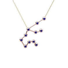 Aquarius Kolye - Lab safir 8 ayar rose altın kolye (40 cm altın rolo zincir) #1ag5uvx