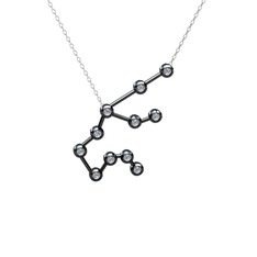 Aquarius Kolye - Beyaz zirkon 925 ayar siyah rodyum kaplama gümüş kolye (40 cm beyaz altın rolo zincir) #1aq9kvm