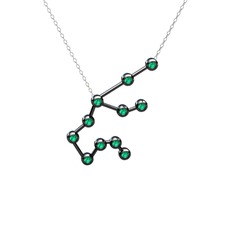 Aquarius Kolye - Yeşil kuvars 925 ayar siyah rodyum kaplama gümüş kolye (40 cm beyaz altın rolo zincir) #1b4t52n