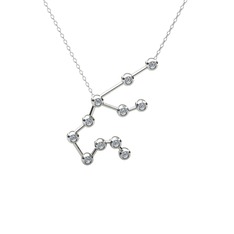 Swarovski 14 ayar beyaz altın kolye (40 cm gümüş rolo zincir)