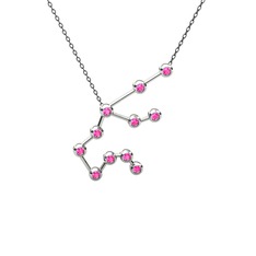 Pembe kuvars 925 ayar gümüş kolye (40 cm gümüş rolo zincir)