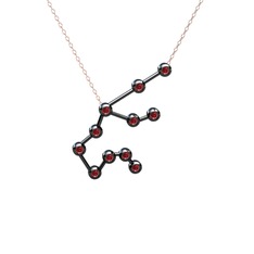Aquarius Kolye - Garnet 925 ayar siyah rodyum kaplama gümüş kolye (40 cm rose altın rolo zincir) #1er8sql