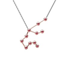 Aquarius Kolye - Rodolit garnet 14 ayar rose altın kolye (40 cm gümüş rolo zincir) #1fo5phd