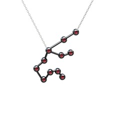 Aquarius Kolye - Kök yakut 925 ayar siyah rodyum kaplama gümüş kolye (40 cm beyaz altın rolo zincir) #1gokssz