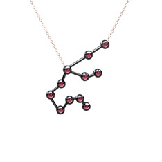 Aquarius Kolye - Rodolit garnet 925 ayar siyah rodyum kaplama gümüş kolye (40 cm rose altın rolo zincir) #1gzr463