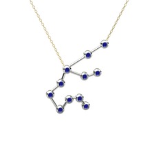Aquarius Kolye - Lab safir 14 ayar beyaz altın kolye (40 cm altın rolo zincir) #1h71s94