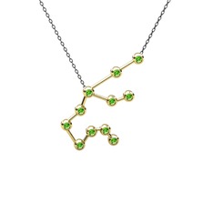 Peridot 14 ayar altın kolye (40 cm gümüş rolo zincir)