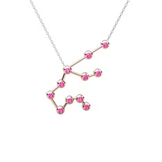 Aquarius Kolye - Pembe kuvars 925 ayar rose altın kaplama gümüş kolye (40 cm beyaz altın rolo zincir) #1hw8d4m