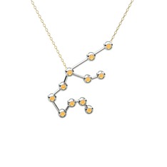 Aquarius Kolye - Sitrin 8 ayar beyaz altın kolye (40 cm altın rolo zincir) #1hzis32