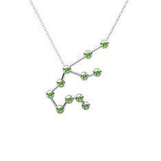 Peridot 18 ayar beyaz altın kolye (40 cm rose altın rolo zincir)