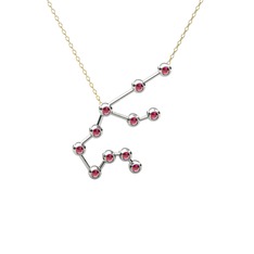 Rodolit garnet 8 ayar beyaz altın kolye (40 cm altın rolo zincir)