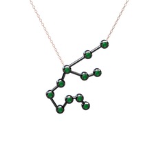Aquarius Kolye - Kök zümrüt 925 ayar siyah rodyum kaplama gümüş kolye (40 cm rose altın rolo zincir) #1ik9mg7