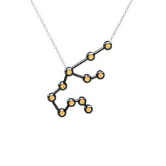 Aquarius Kolye - Sitrin 925 ayar siyah rodyum kaplama gümüş kolye (40 cm beyaz altın rolo zincir) #1jkud00
