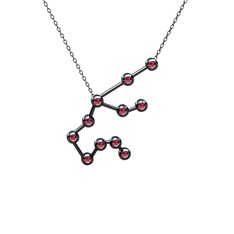 Rodolit garnet 925 ayar siyah rodyum kaplama gümüş kolye (40 cm gümüş rolo zincir)