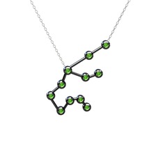 Aquarius Kolye - Peridot 925 ayar siyah rodyum kaplama gümüş kolye (40 cm beyaz altın rolo zincir) #1ltyilh